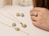 Turquoise & Pearl Round Jewelry Set