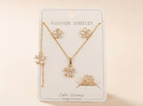 Floral Blossom Clover Zirconia Jewelry Set