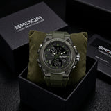 Sanda Men'S Sports Watch Trendy Multi-Kinetic Luminous Waterproof Watch With Calendar Dual Display Quartz Electronic Watch