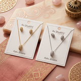 Oval Sparkle CZ Pendant Set