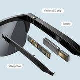 Smart Glasses Wireless Bluetooth Sunglasses Open Ear Music&Hands-Free Calling,for Men&Women,Dual Polarized Lenses,IP4 Waterproof,Connect Mobile Phones & Tablets, One Size