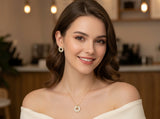 Radiant Circle Halo CZ Pendant Set