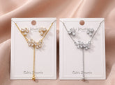 Floral Drop CZ Necklace Set