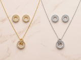 Radiant Circle Halo CZ Pendant Set