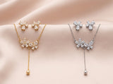 Floral Drop CZ Necklace Set