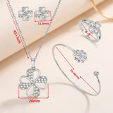Silver Clover Crystal Jewelry Set