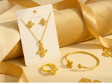 Gold Plated Four-Leaf Clover Jewelry Set