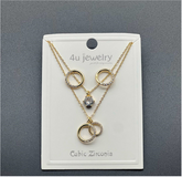 Double Ring Sparkle Pendant Set