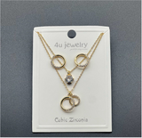 Double Ring Sparkle Pendant Set