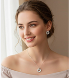 Radiant Circle Halo CZ Pendant Set