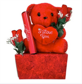 Valentine Teddy & Flower Gift Set