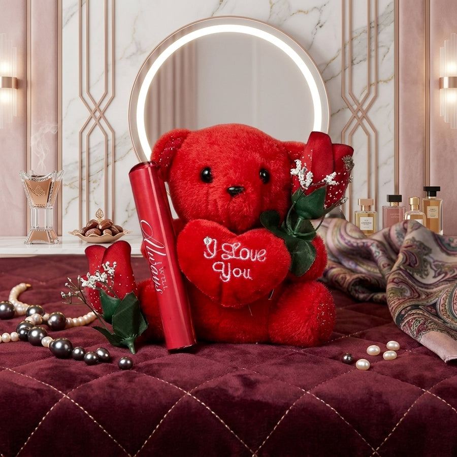 Valentine Teddy & Flower Gift Set