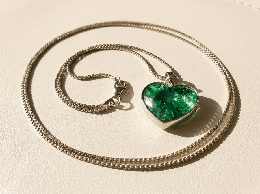 Emerald Heart Crystal Pendant Necklace
