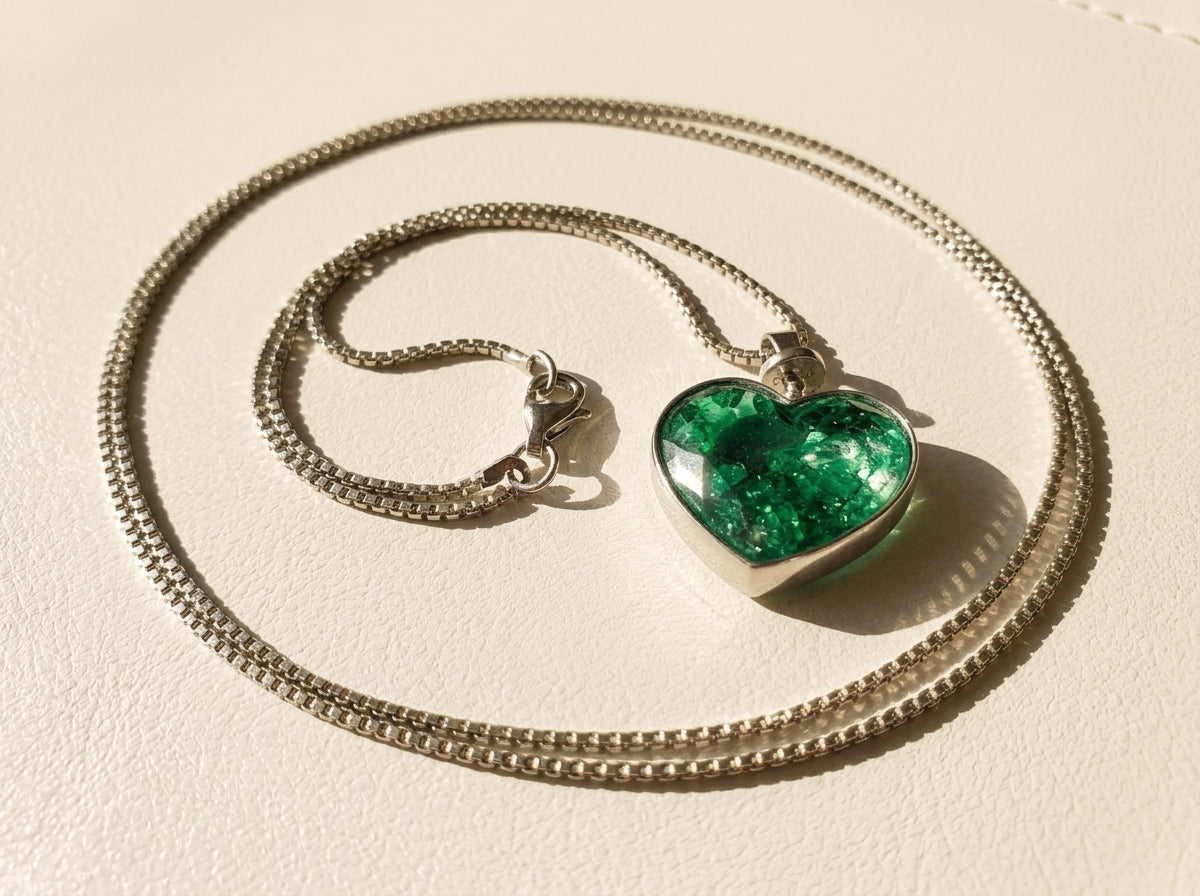 Emerald Heart Crystal Pendant Necklace