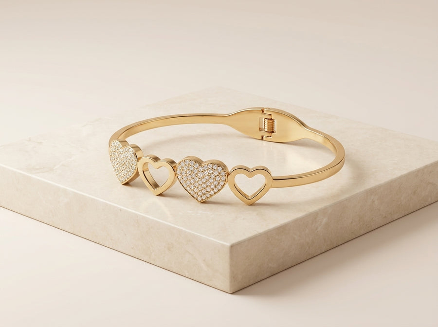 Stainless Steel Heart Bangle