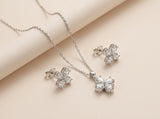 Silver Clover Crystal Jewelry Set