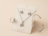 Silver Clover Crystal Jewelry Set