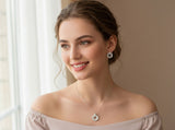 Radiant Circle Halo CZ Pendant Set
