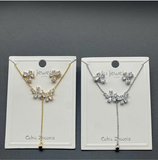 Floral Drop CZ Necklace Set