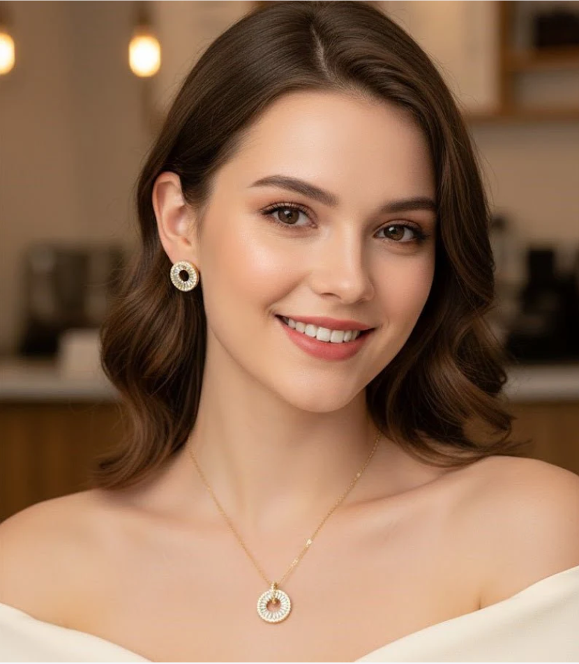 Radiant Circle Halo CZ Pendant Set