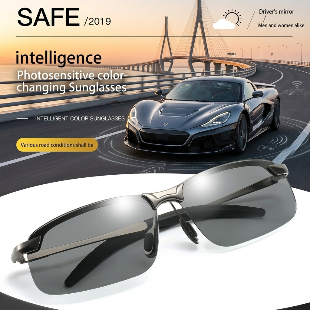 Photochromic Driving Glasses Day and Night 2 in 1 Polarized Sunglasses Anti-Glare UV Protection for Men Women