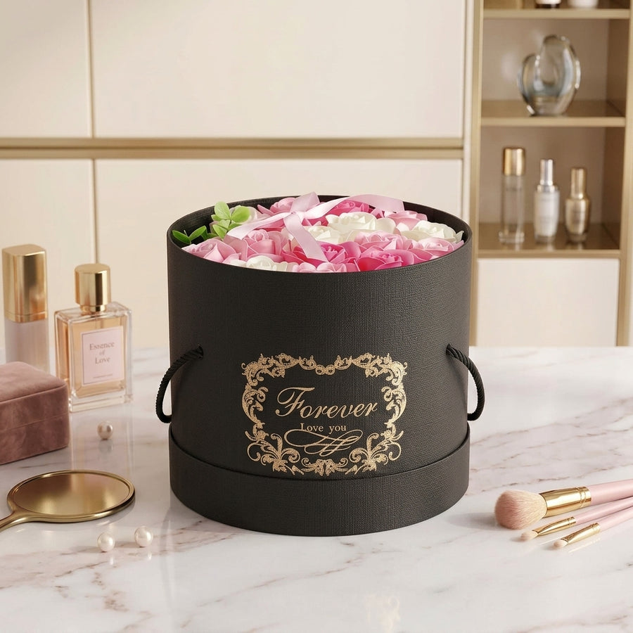 Pink & White Rose Flower Box