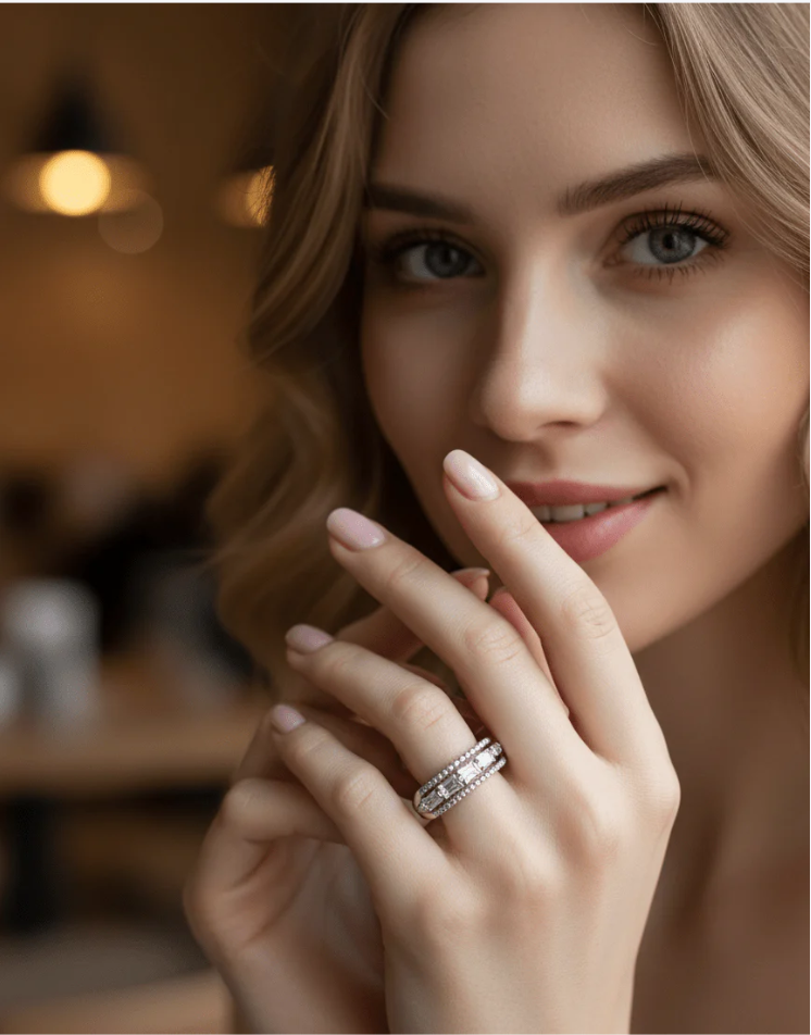 Pearl Crystal Band Ring