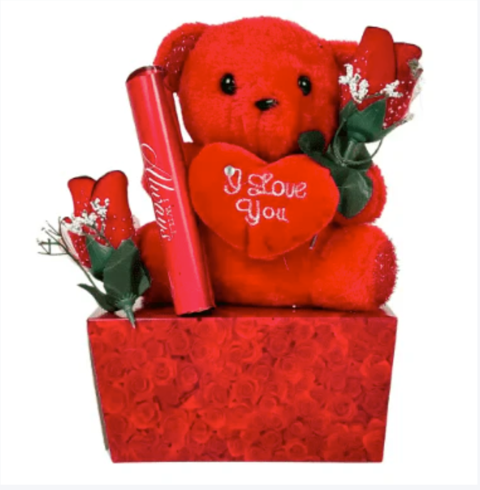 Valentine Teddy & Flower Gift Set